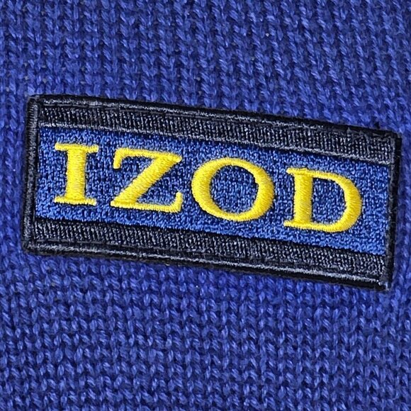 IZOD Vintage 1/4 Zip Logo Blue/Yellow Sweater, Men's XL - Picture 2 of 10